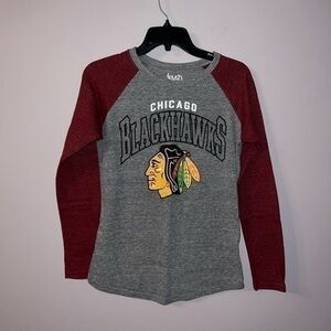 Grey and maroon long sleeve Chicago Blackhawks shirt Touch women’s fit large